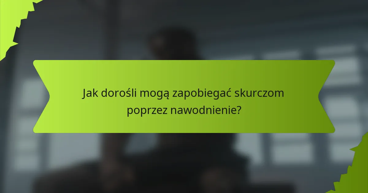 Jak dorośli mogą zapobiegać skurczom poprzez nawodnienie?