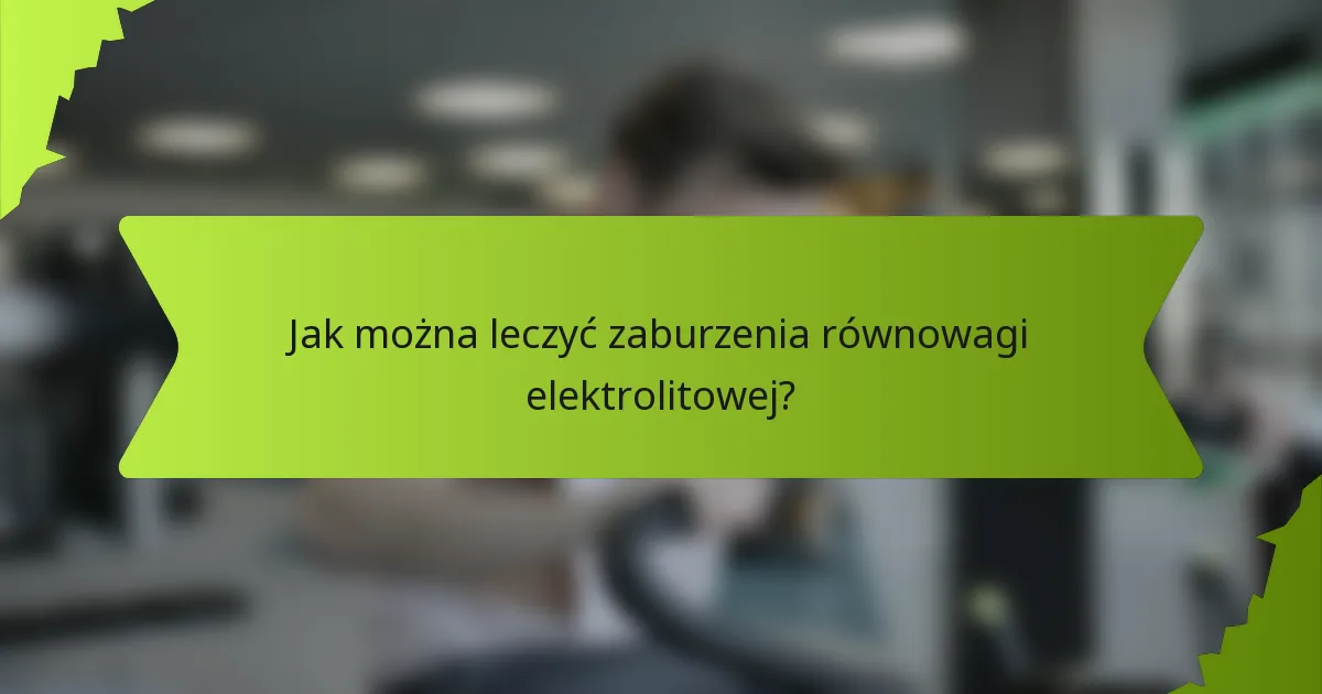 Jak można leczyć zaburzenia równowagi elektrolitowej?