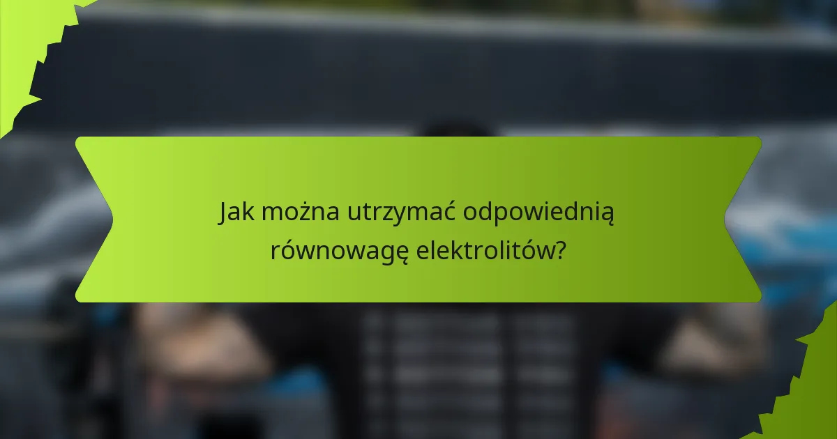 Jak można utrzymać odpowiednią równowagę elektrolitów?