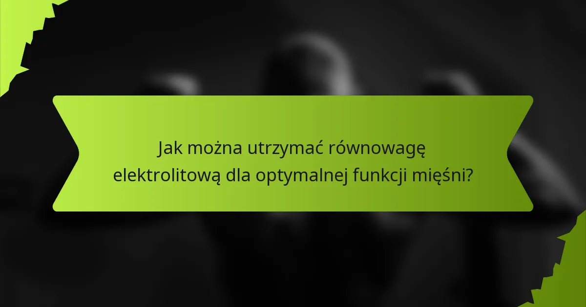 Jak można utrzymać równowagę elektrolitową dla optymalnej funkcji mięśni?