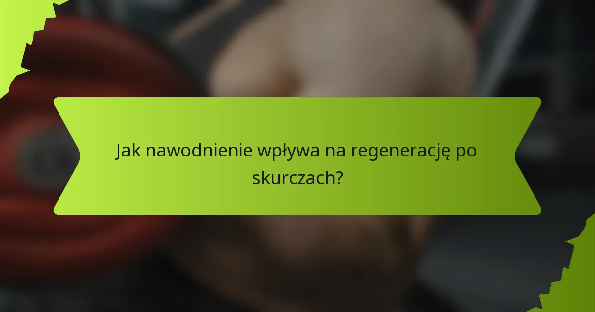 Jak nawodnienie wpływa na regenerację po skurczach?