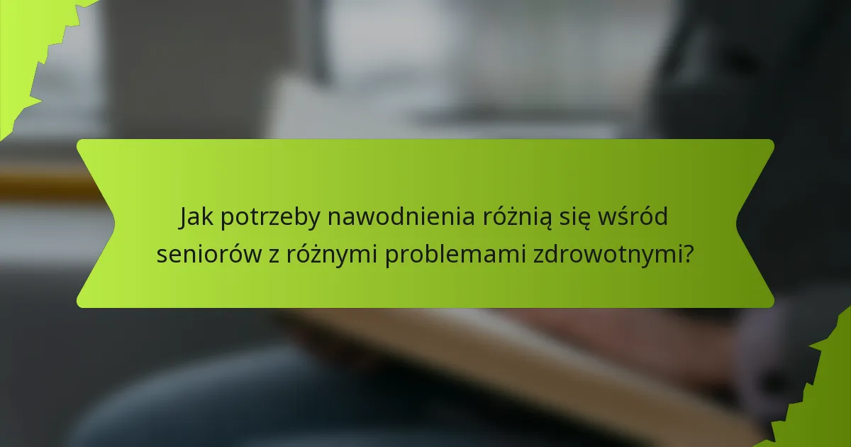 Jak potrzeby nawodnienia różnią się wśród seniorów z różnymi problemami zdrowotnymi?