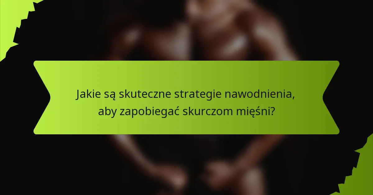 Jakie są skuteczne strategie nawodnienia, aby zapobiegać skurczom mięśni?